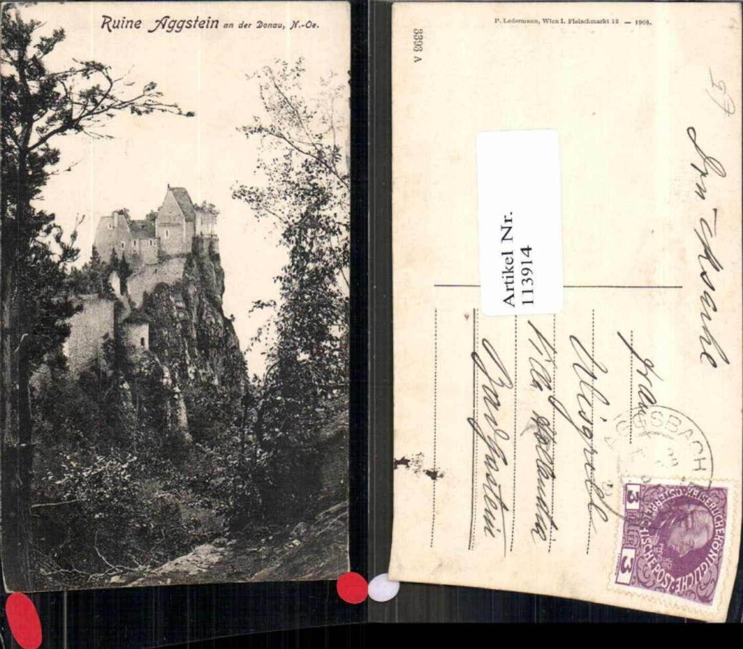 113914,Ruine Aggstein i.d. Wachau Donau seltene Ansicht