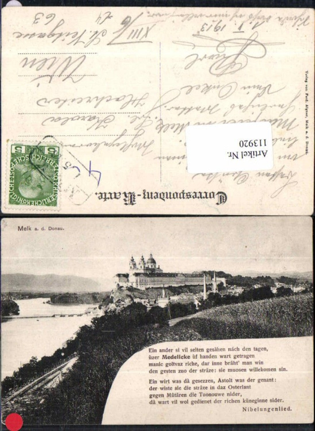 113920, Melk on the banks of the Danube 1920