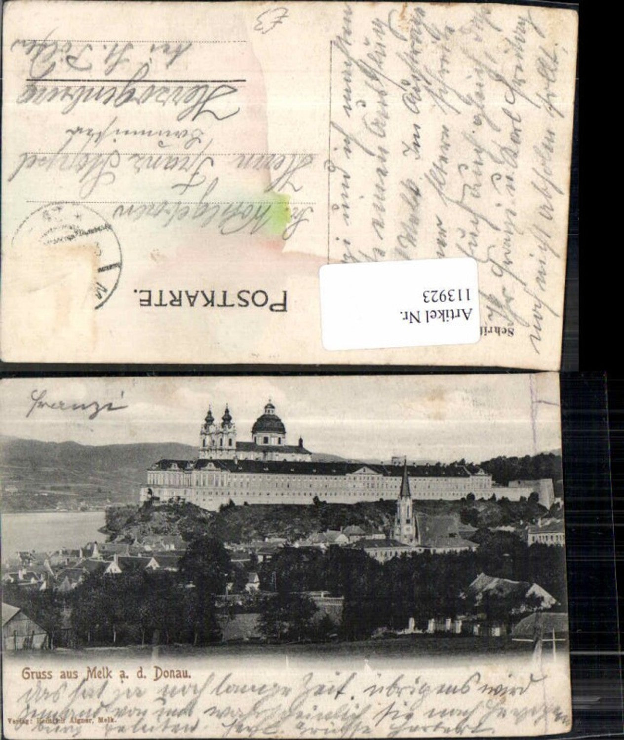 113923, Greetings from Melk on the Danube 1900