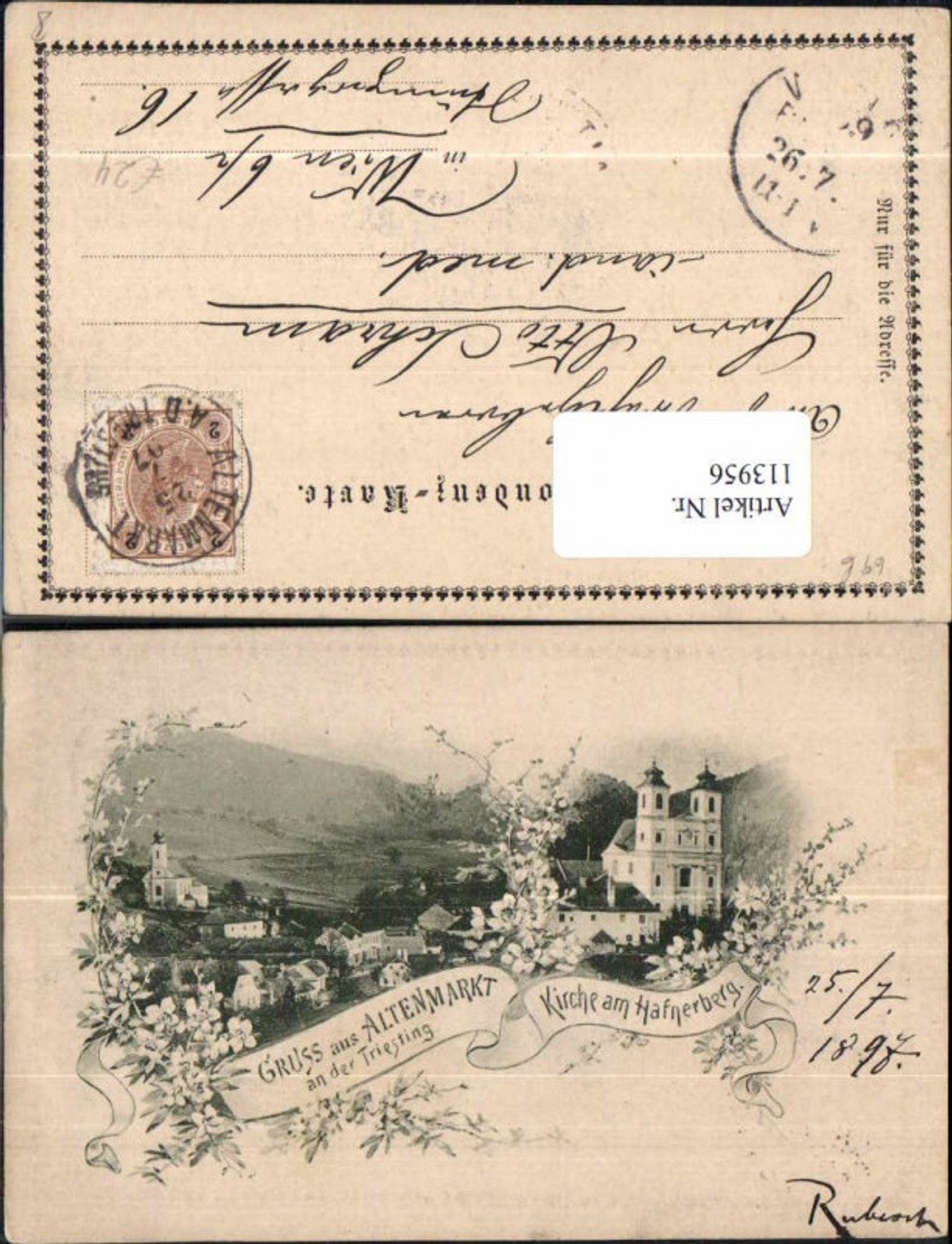 113956,Gruss aus Altenmarkt a.d. Triesting Hafnerberg 1897