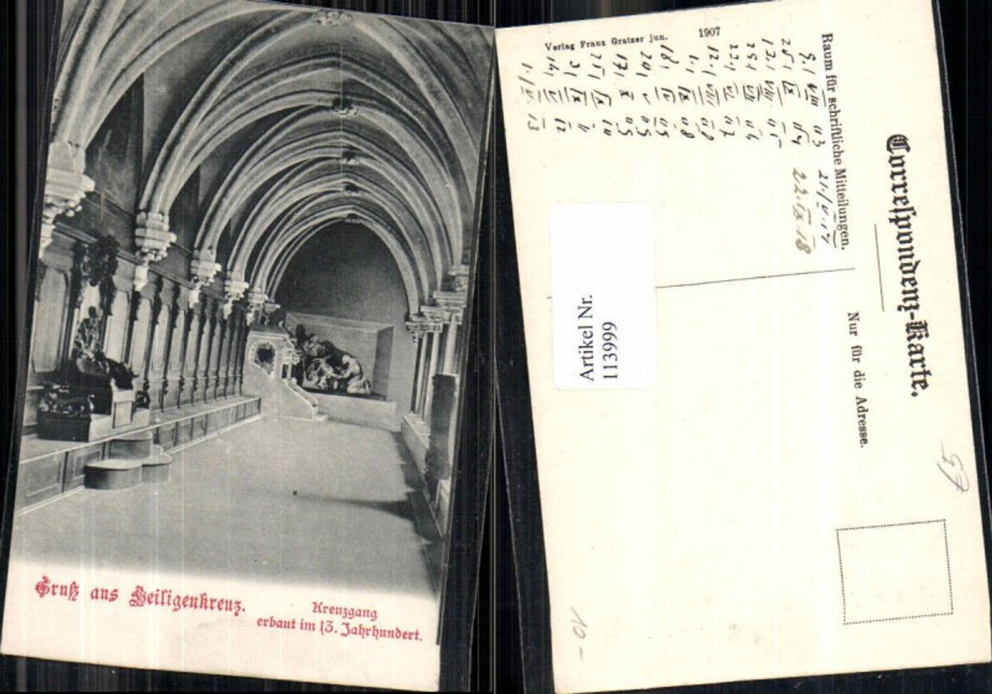 113999,Gruss aus Stift Heiligenkreuz Kreuzgang erbaut 13 jahrhundert