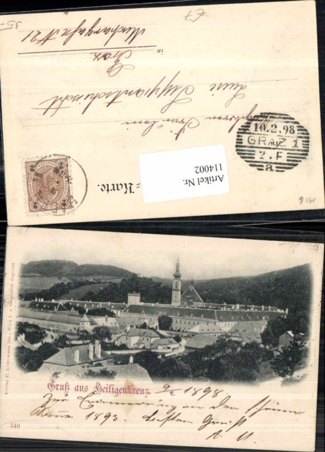 114002,Gruss aus Heiligenkreuz bei Baden 1898