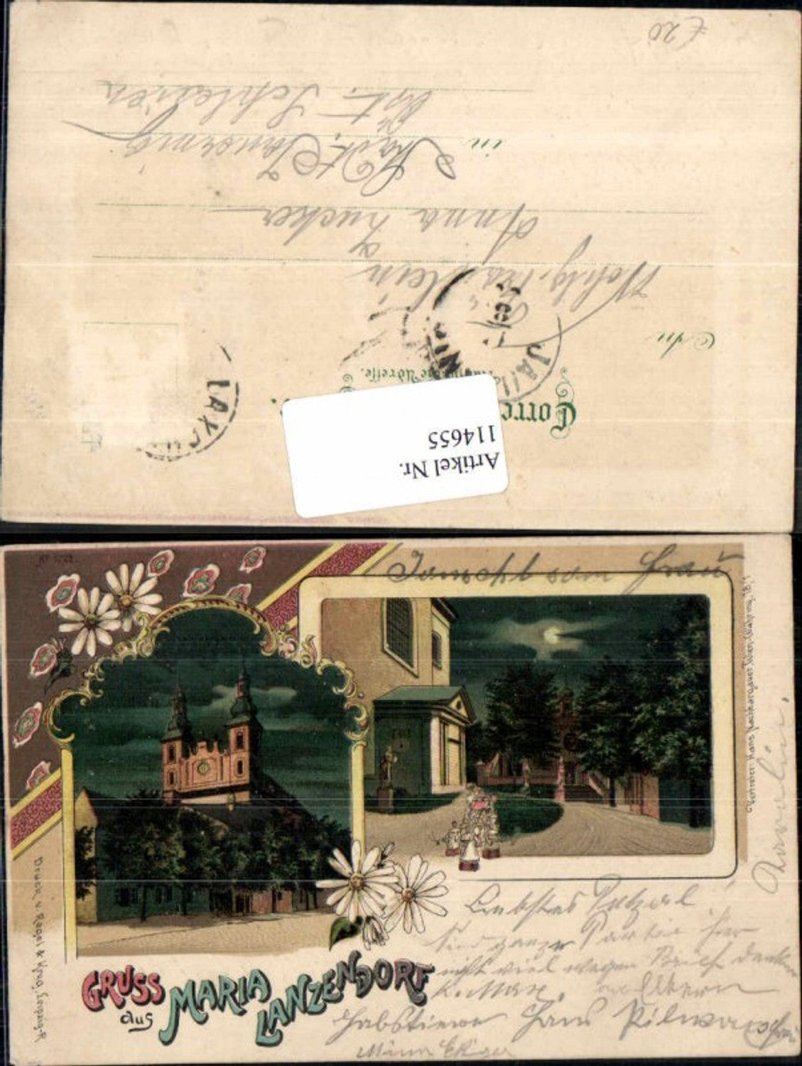 114655,Tolle Litho Gruss aus Maria Lanzendorf 1898