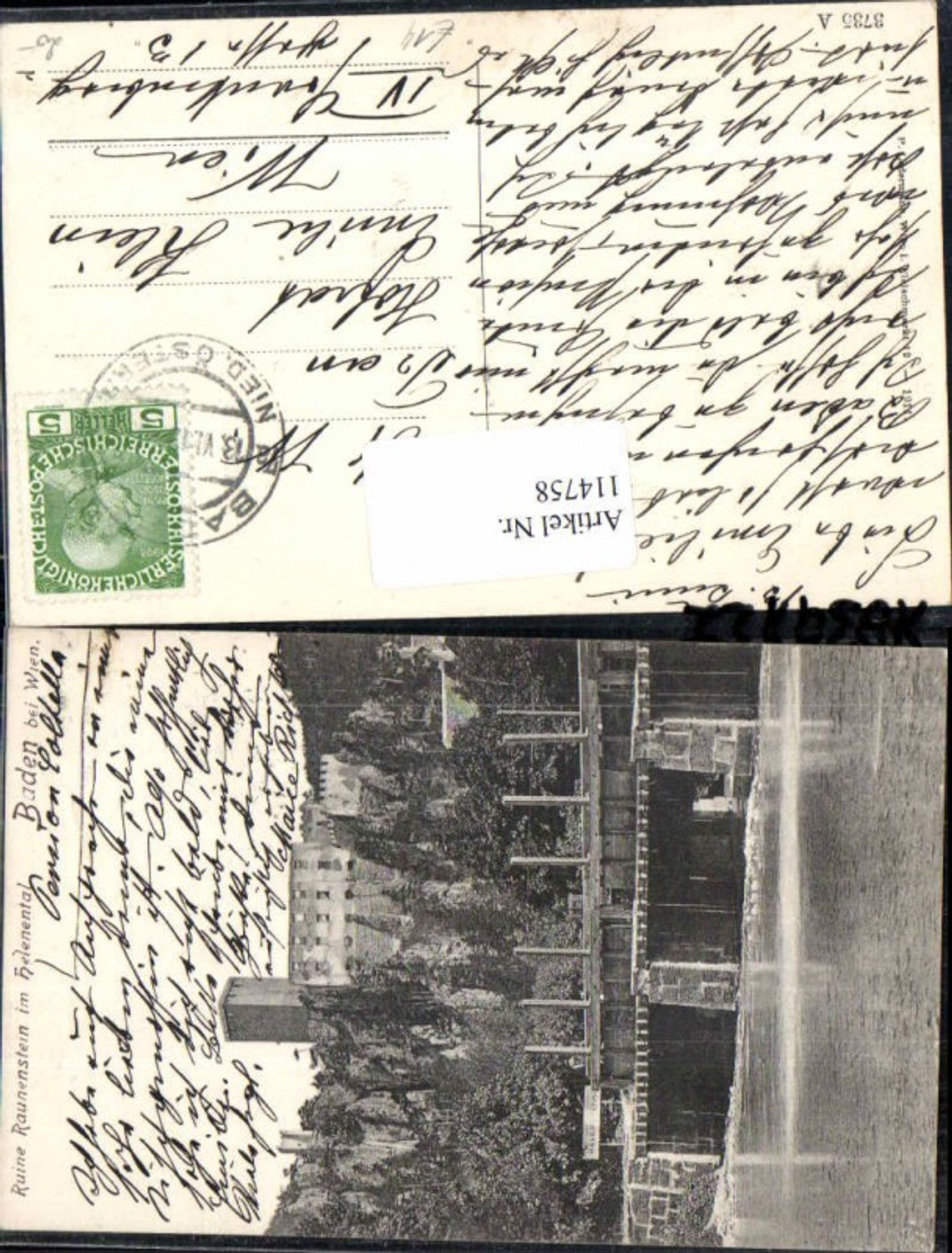 114758,Ruine Rauhenstein bei Baden Wien Helenenthal 1899