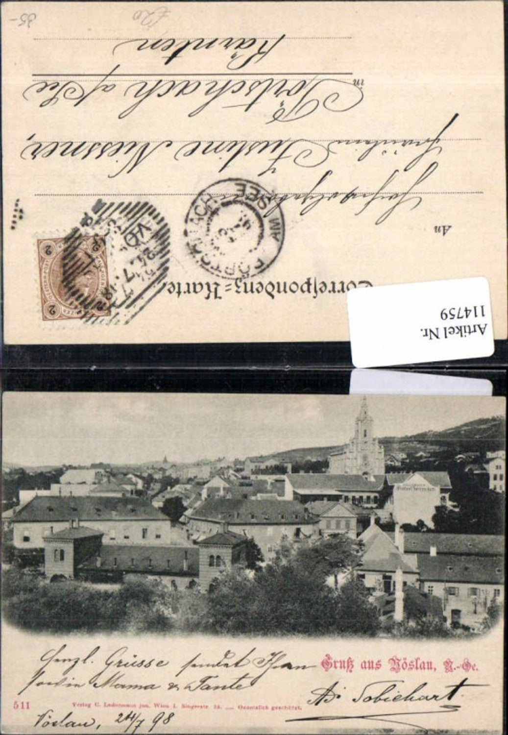 114759,Gruss aus Vöslau 1898