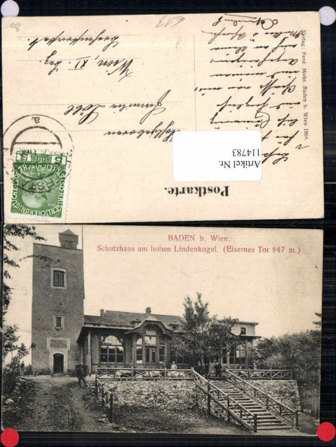 114783,Baden bei Wien Hoher Lindkogel Schutzhaus Eisernes Tor 1910