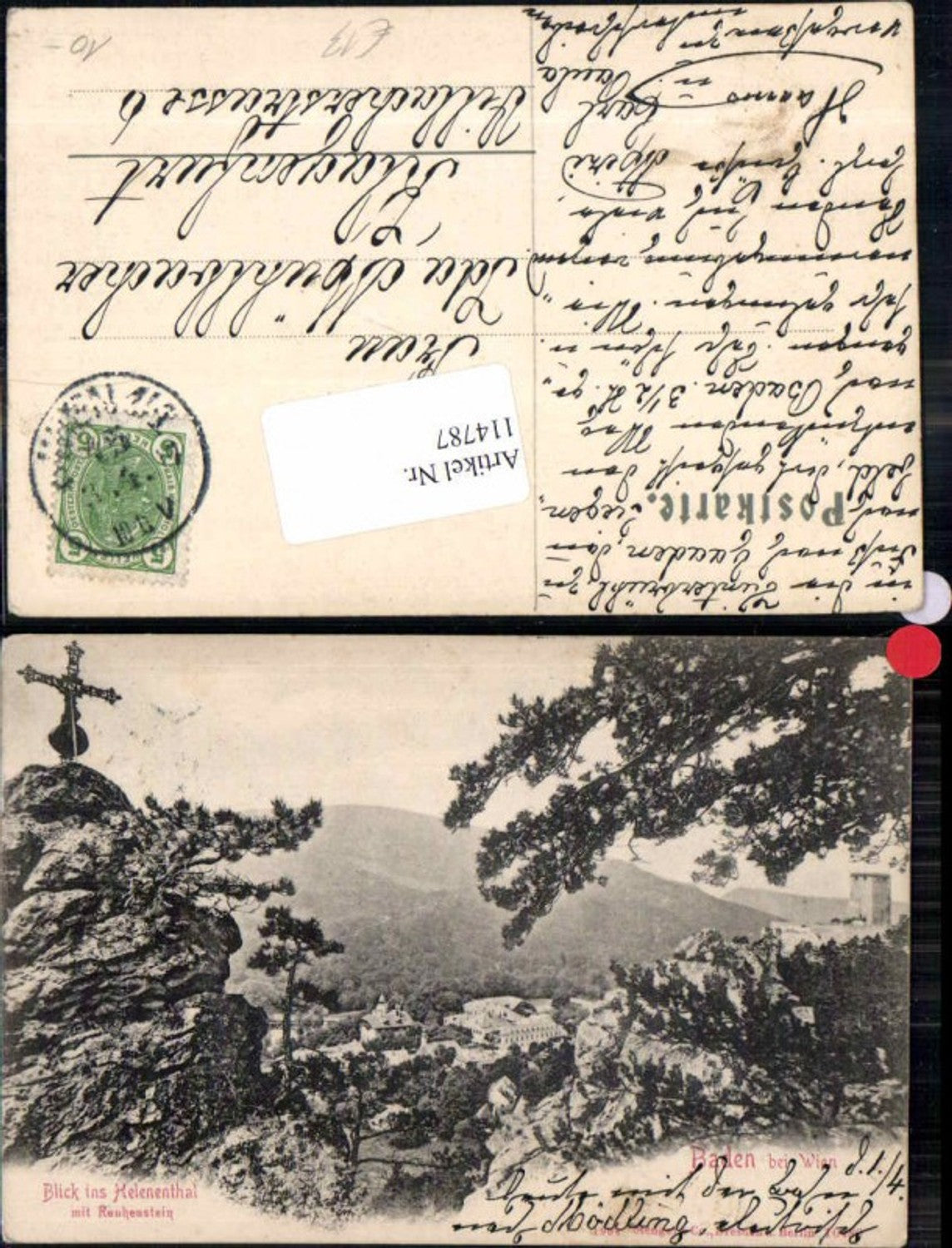 114787,Blick ins Helenenthal Rauhenstein Baden Wien 1899