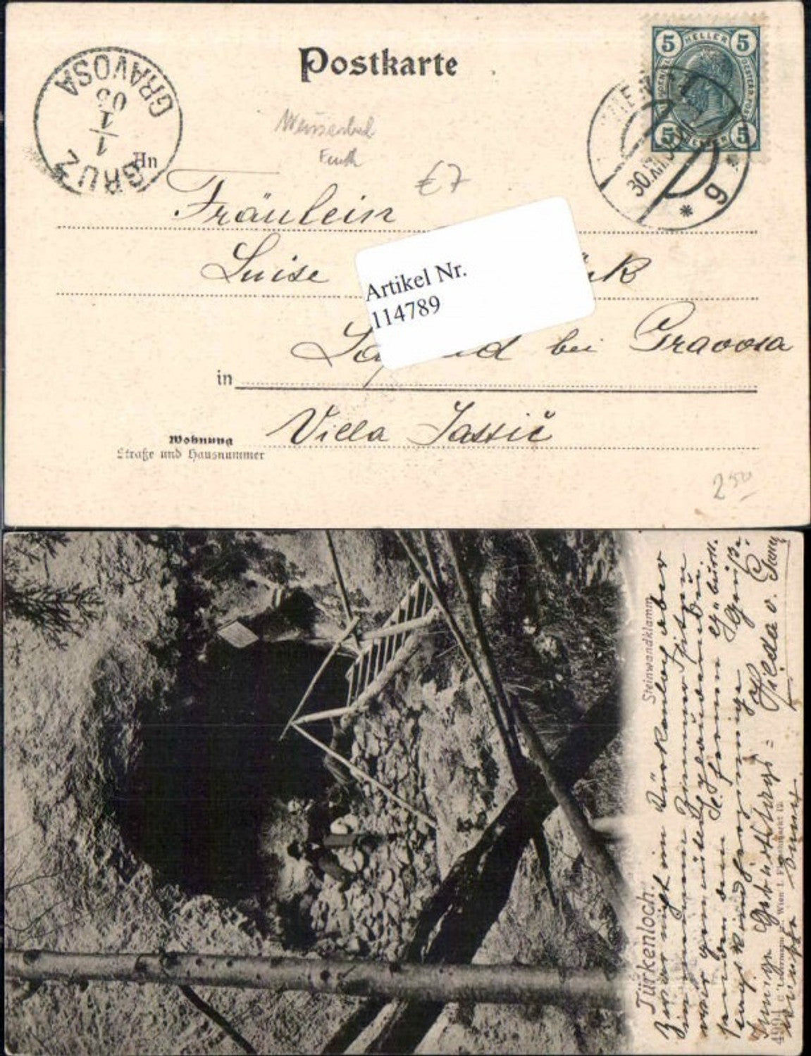 114789,Türkenloch Steinwandklamm bei Weissenbach a.d. Triesting Furth Leute 1899