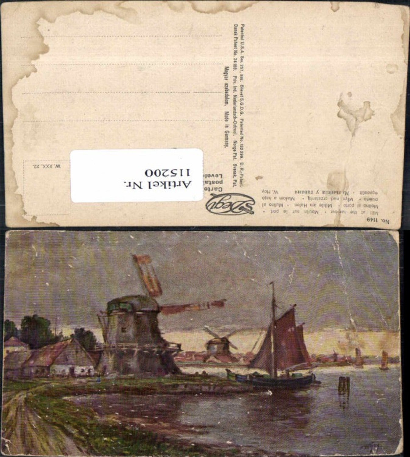 115200,Ölgemälde Imitations AK Degi Nr 1149 Windmühle Mühle Windrad