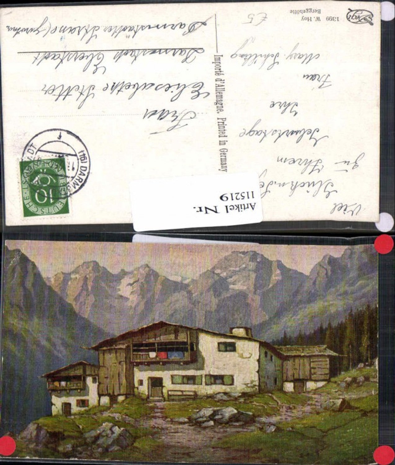 115219,Ölgemälde Imitations AK Degi 1399 W. Hoy Berggehöfte Gebirge Bauernhof Bergbauernhof