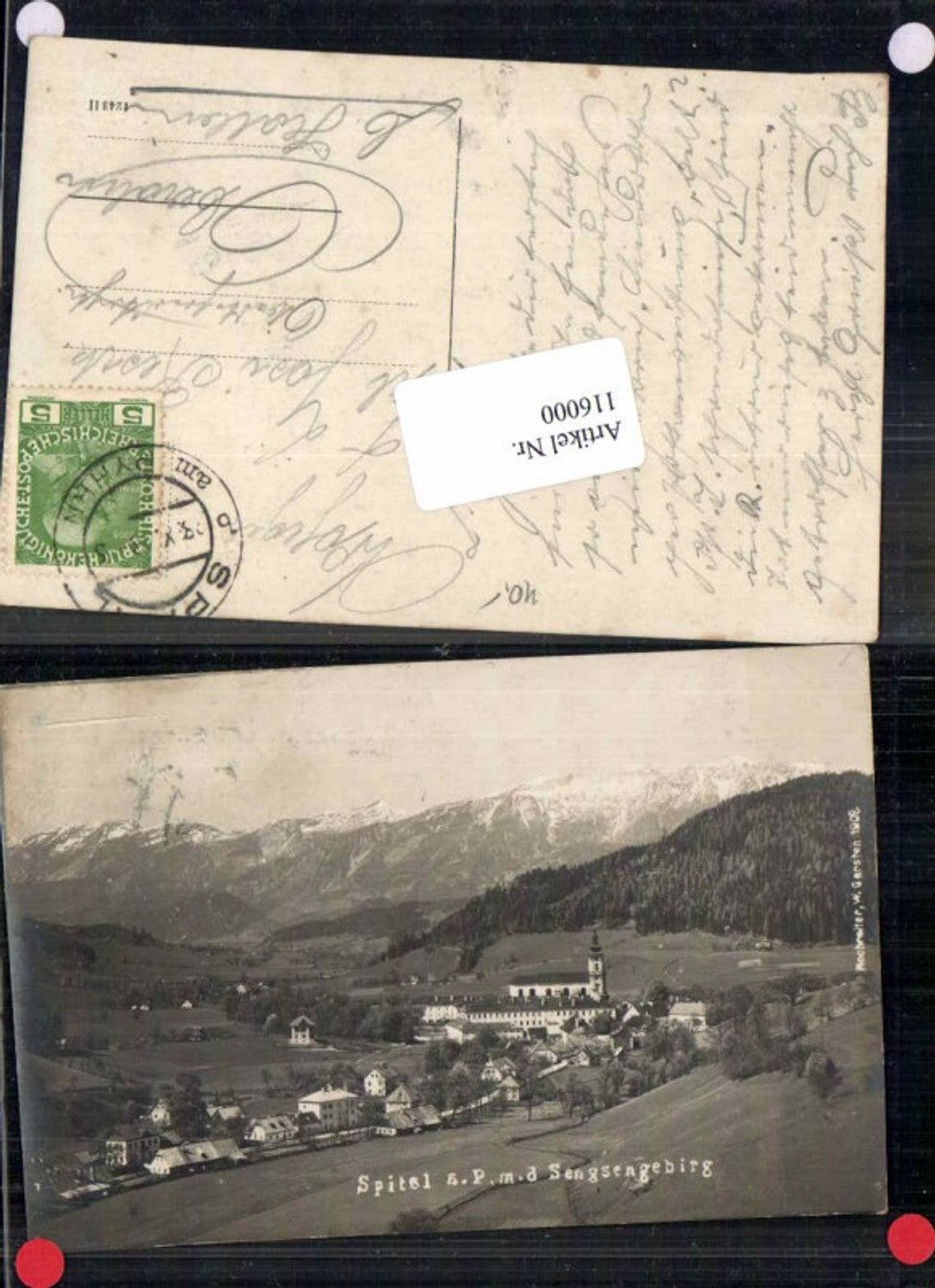 116000,Spital am Pyhrn m. Sensengebirge pub Hochreiter 1908 FotoAK