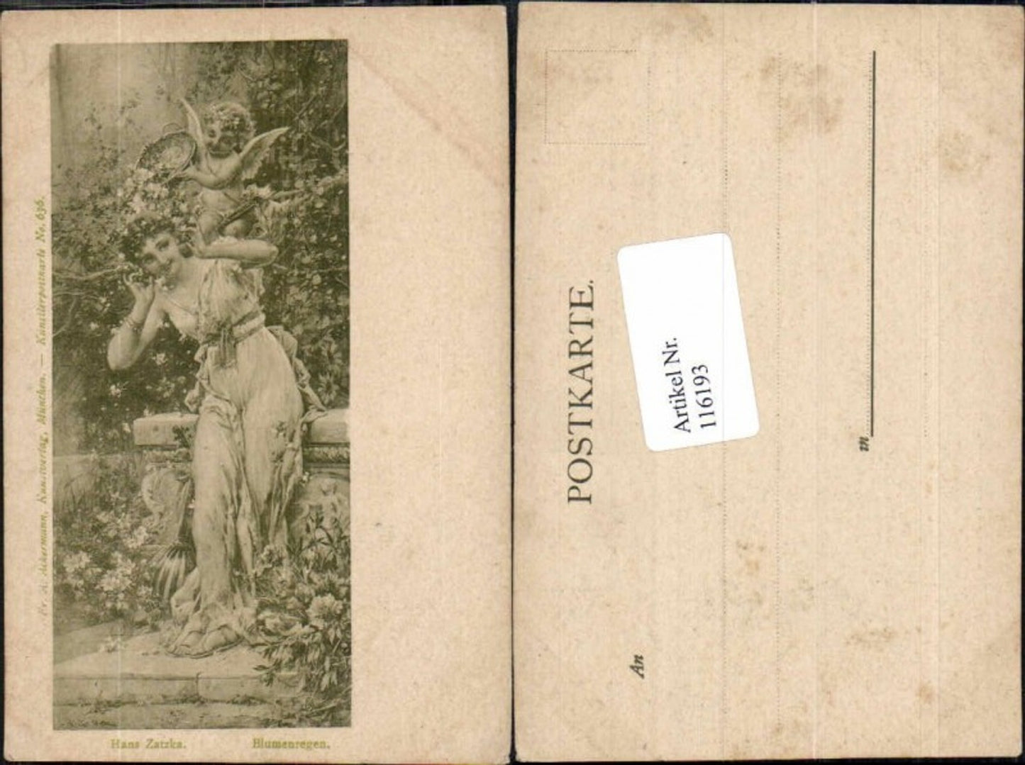 116193,Hans Zatzka Engel Frau Blumenregen pub Ackermann nr 636