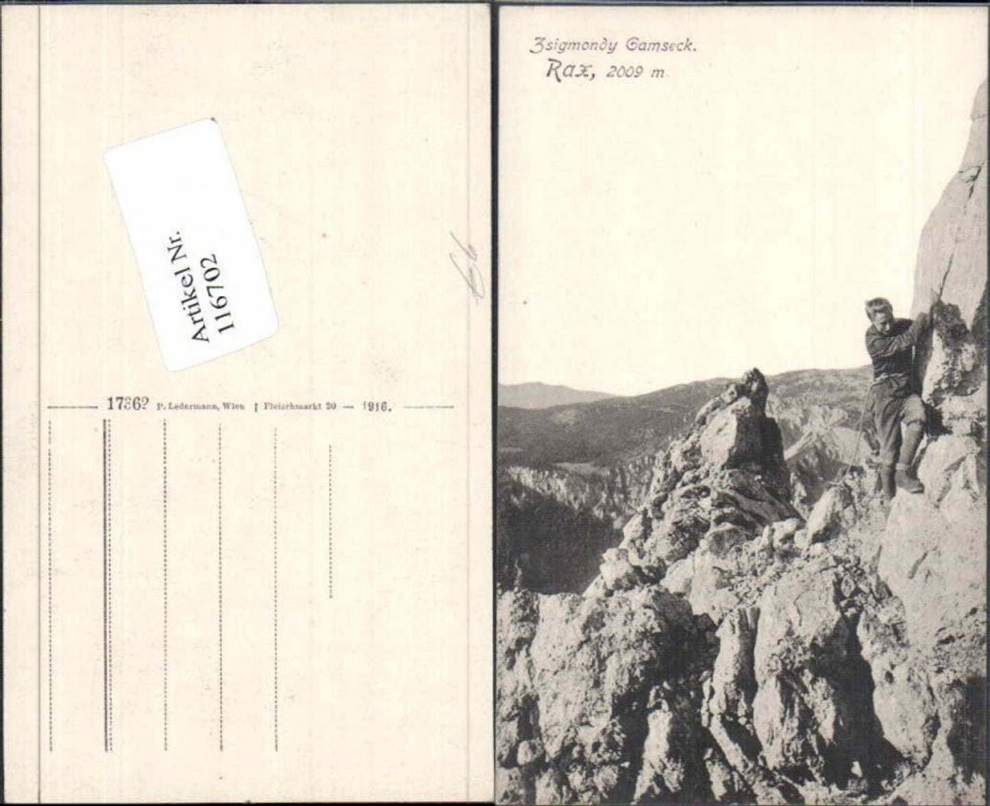 116702,Rax Kletterer Bergsteiger Zsigmondy Gamseck Reichenau 1916