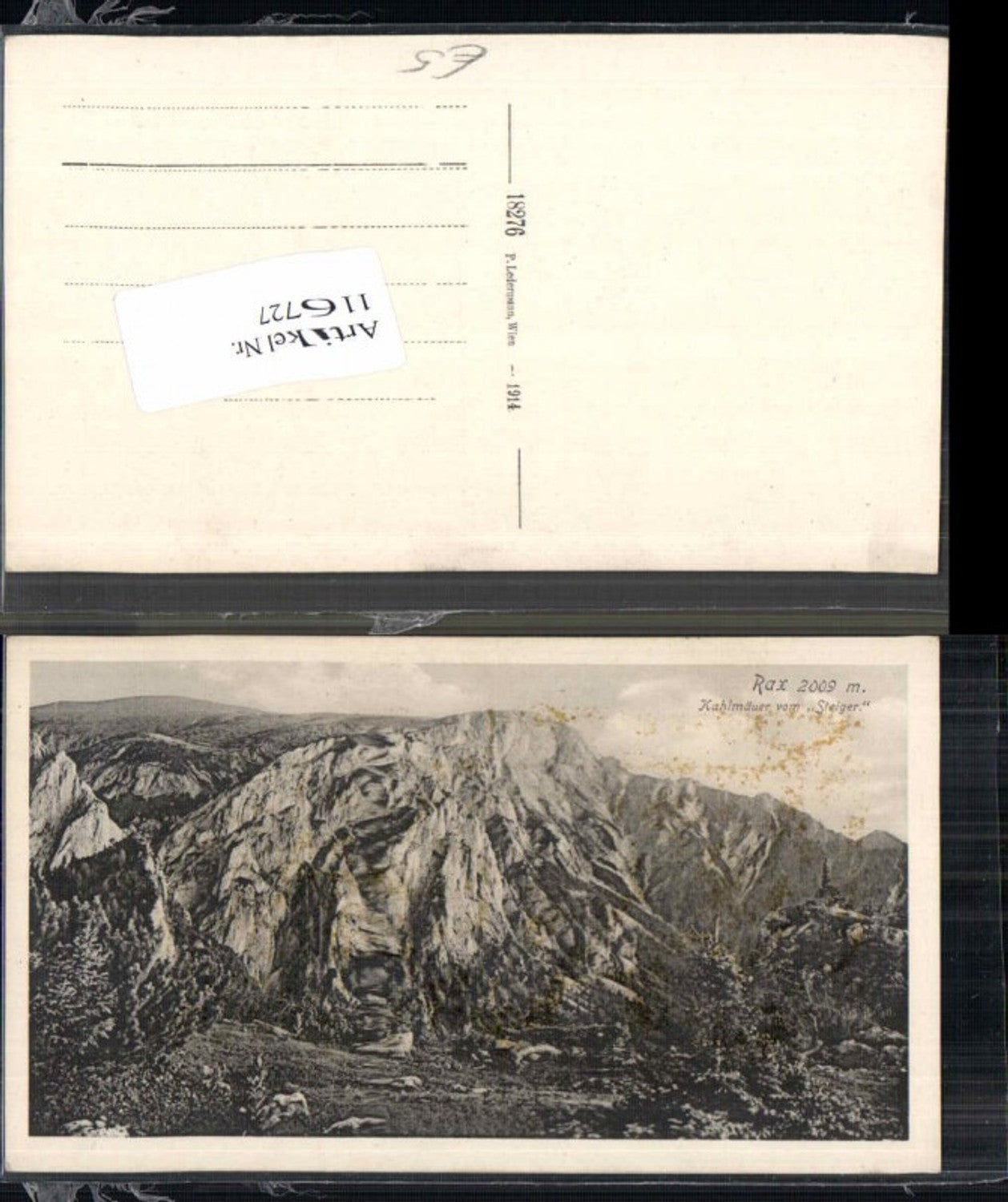 116727,Rax Reichenau Raxalpe Kahlmäuer vom Steiger 1914