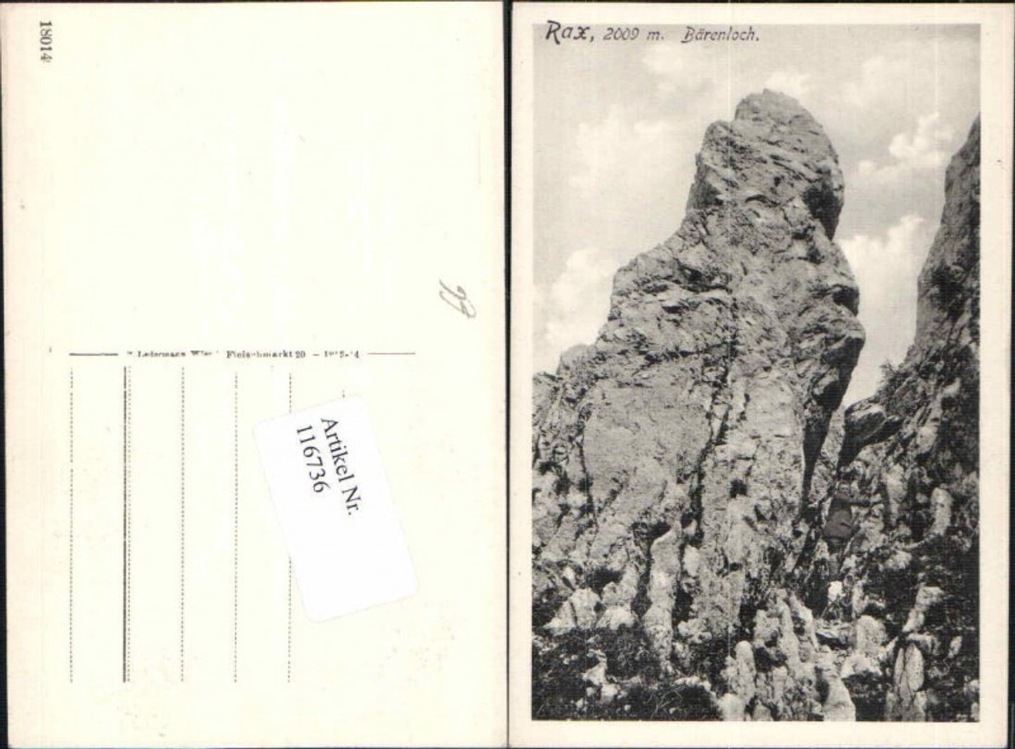 116736,Rax Reichenau Raxalpe Bärenloch 1914