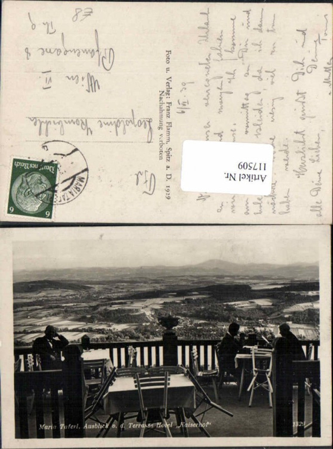 117509, Maria Taferl Marbach Hotel Gasthaus Kaiserhof Terrace 1940