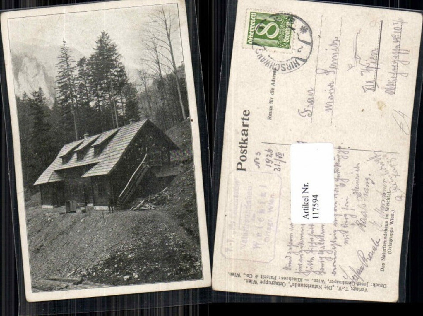 117594,Weichtal Naturfreundehaus 1920 Hirschwang