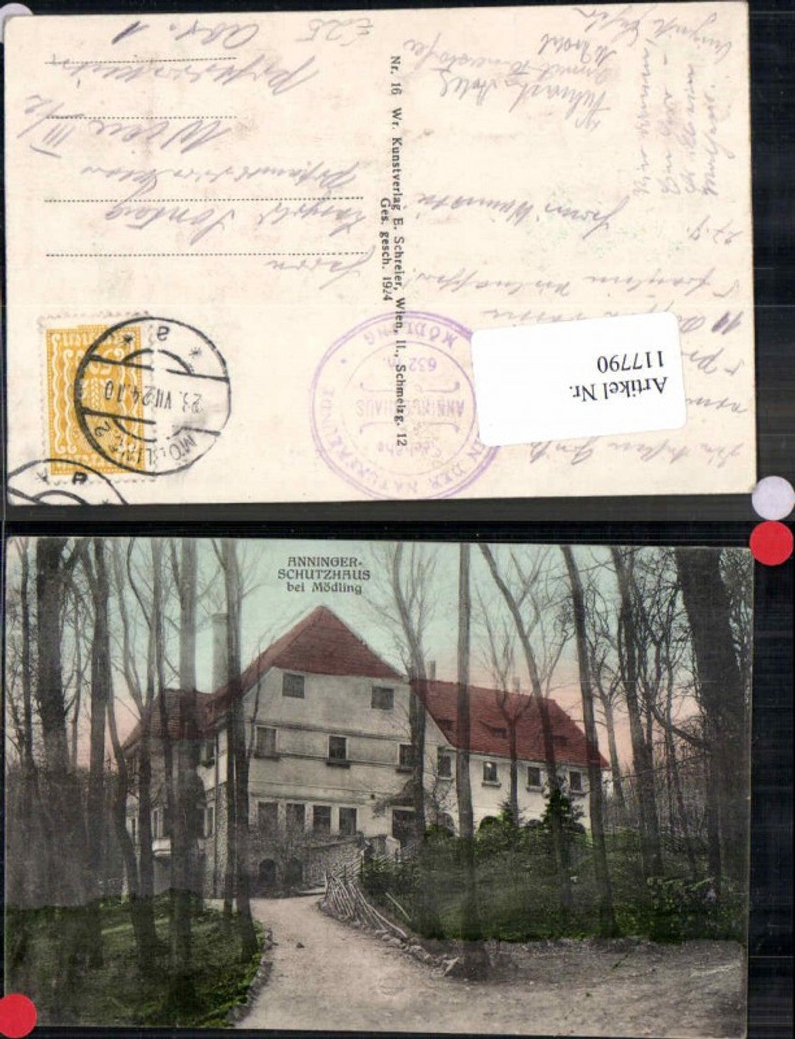 117790,Anninger Schutzhaus bei Mödling Wien 1924 seltene AK