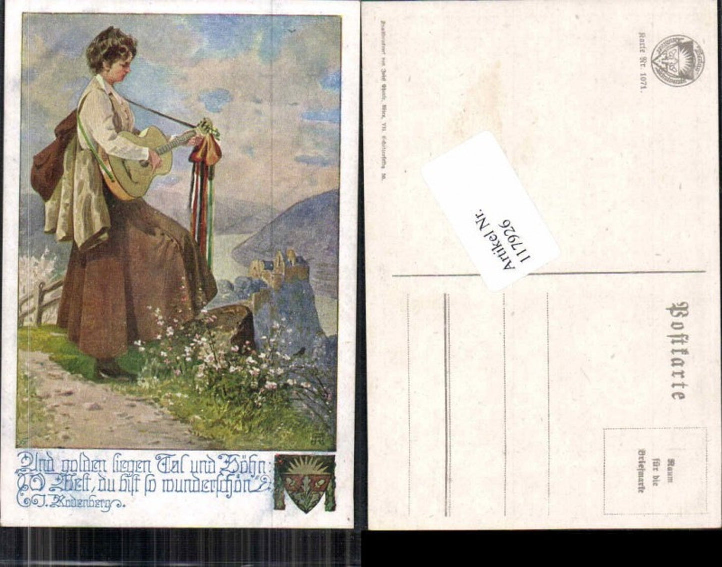 117926,Dt. Schulverein 1071 Frau m. Gitarre Kleid