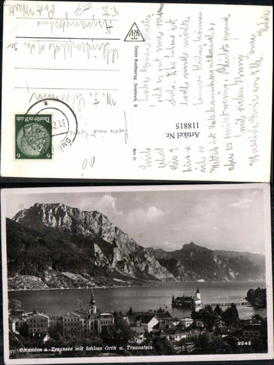 118815,Gmunden m. Traunsee und Schloss Ort Traunstein 1937