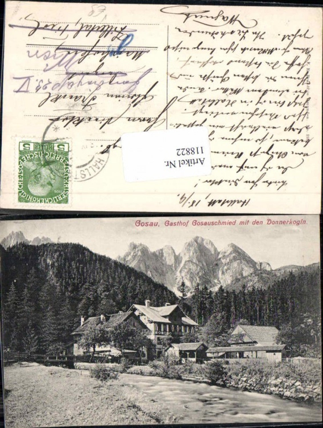 118822,Gosau Gasthaus Gosauschmied m. Donnerkogel Tolle Partie um 1905 pub Brandt 1954