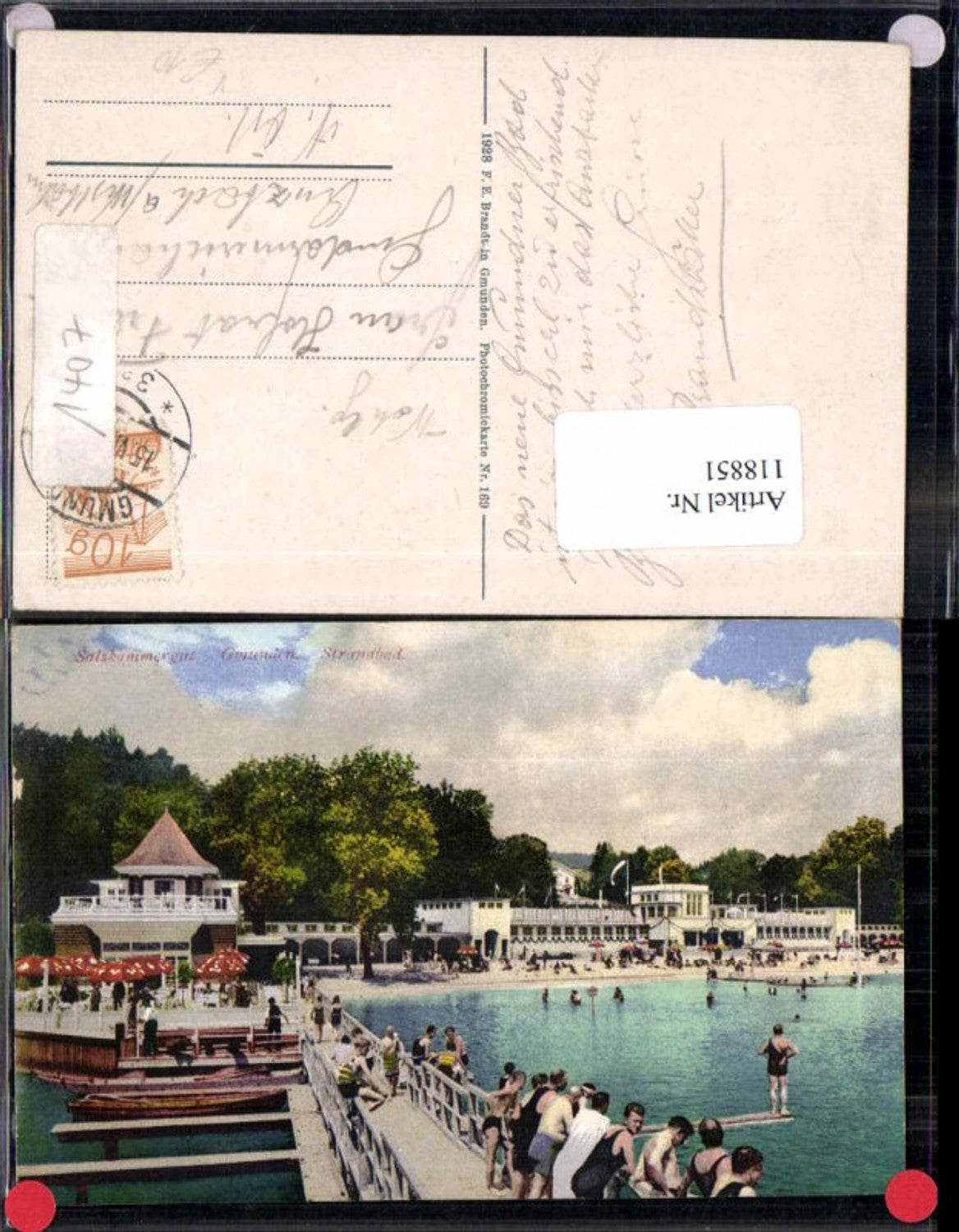 118851,Salzkammergut Gmunden Partie am Strandbad Traunsee Leute belebte Partie Brandt 169