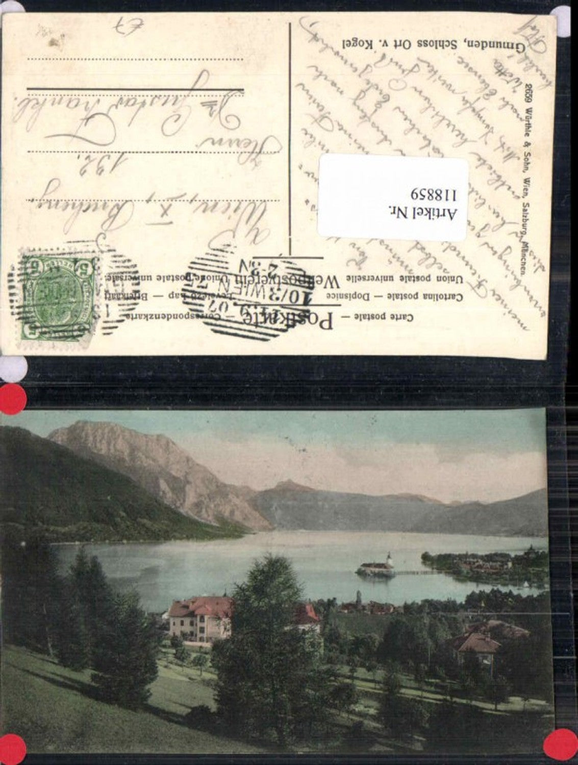118859,Gmunden Schloss Orth vom Kogel pub Würthle 2659
