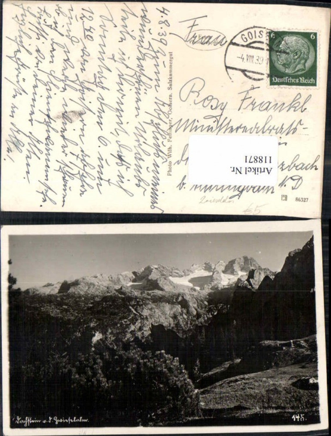 118871,Dachstein v.d. Goiseralm bei Goisern 1935