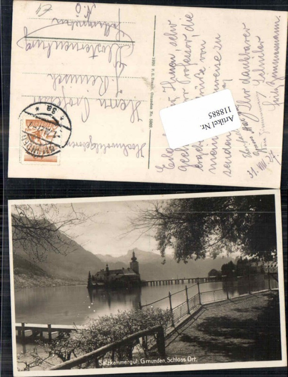 118885,Gmunden Schloss Orth Wegansicht 1926 pub Brandt 5009