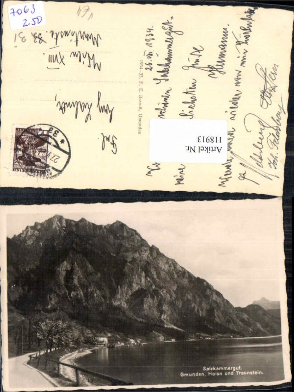 118913,Gmunden Hoisn Gasthaus m. Traunstein pub Brandt