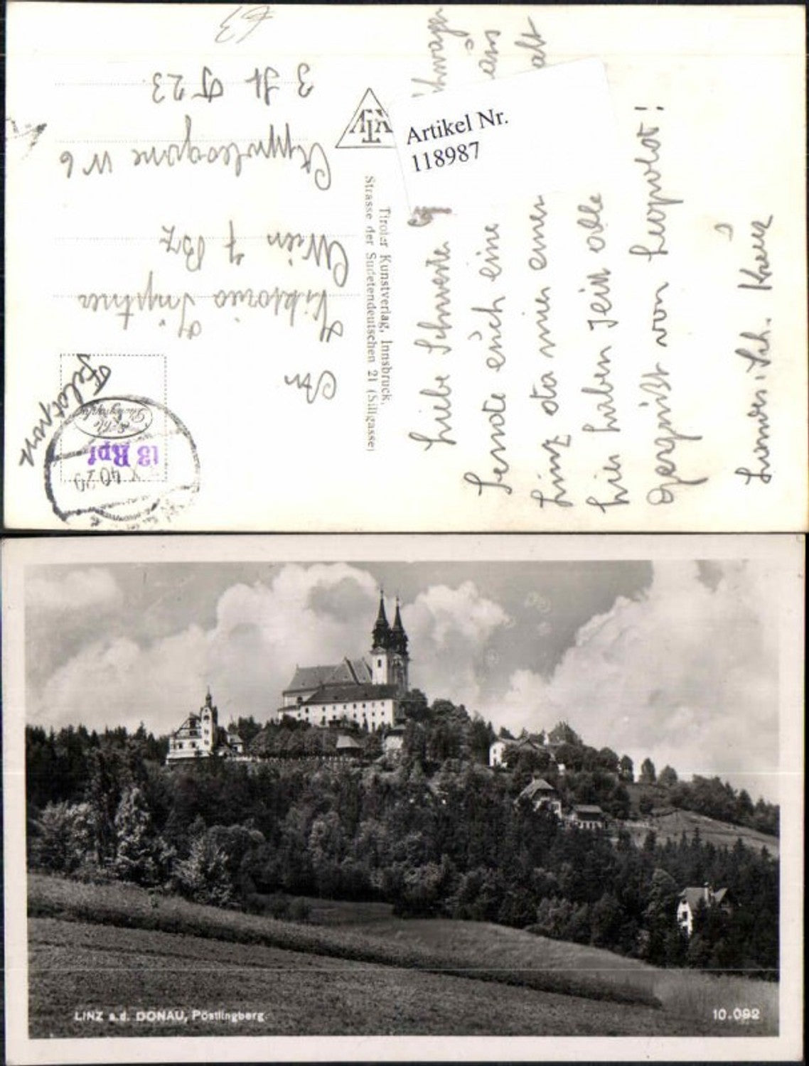 118987,Linz a.d. Donau Pöstlingberg Feldpost 1940