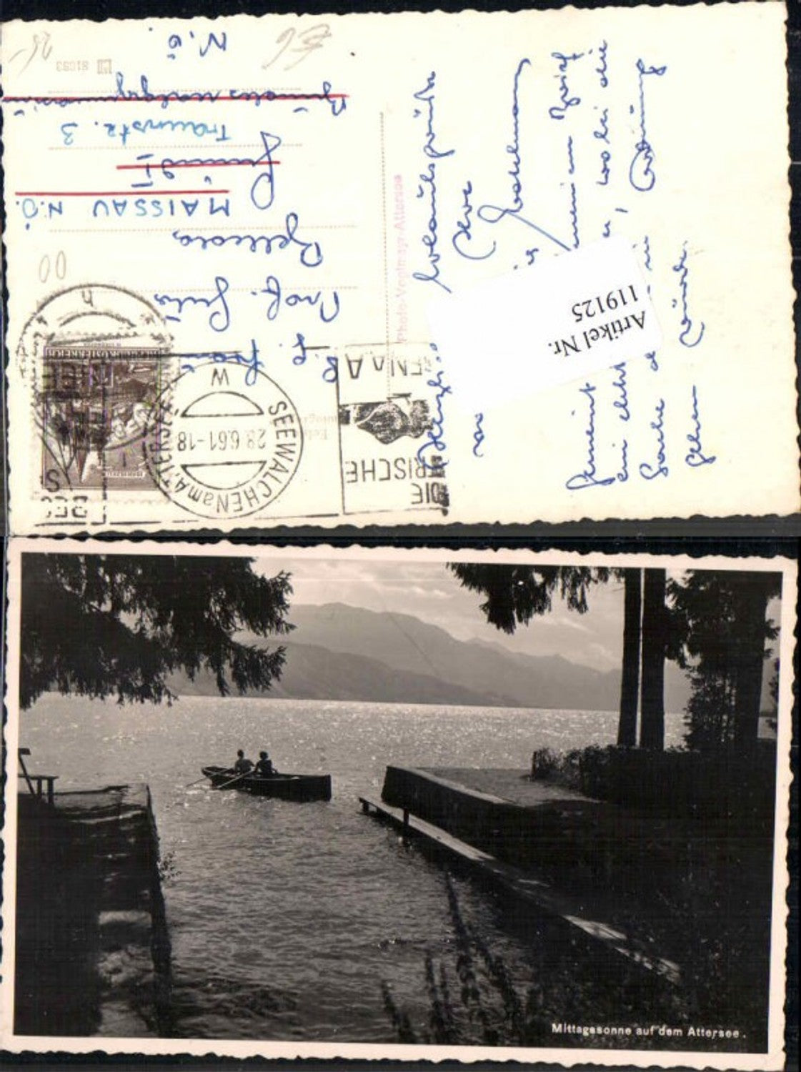 119125,Mittagssonne am Attersee m. Boot am Ufer