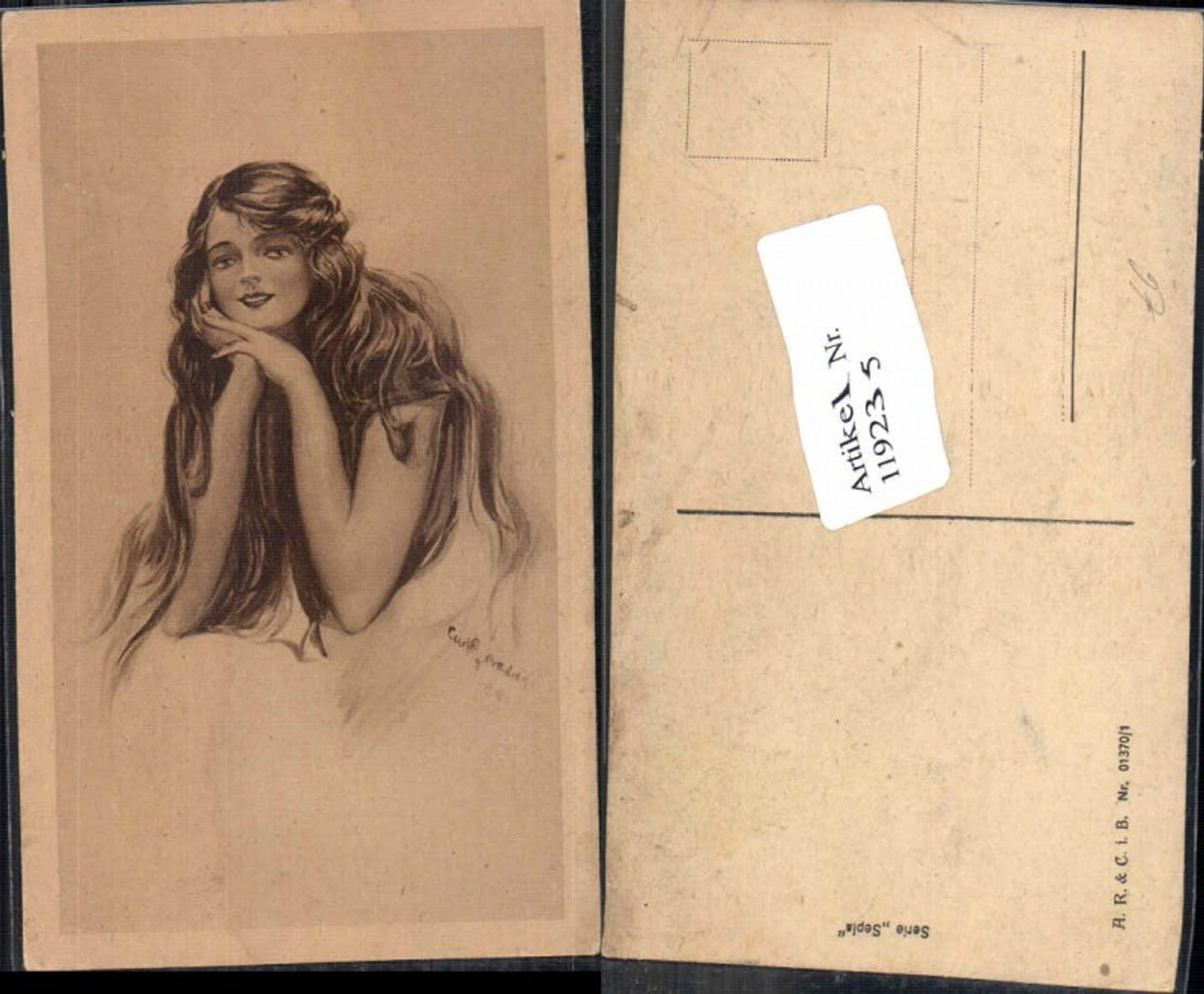 119235,Frau m. langen Haaren und Glamour signiert Baben