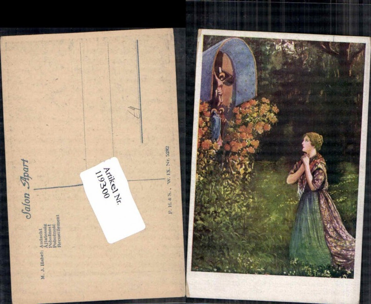 119300,M. J. Haberl Andacht Frau am Marterl