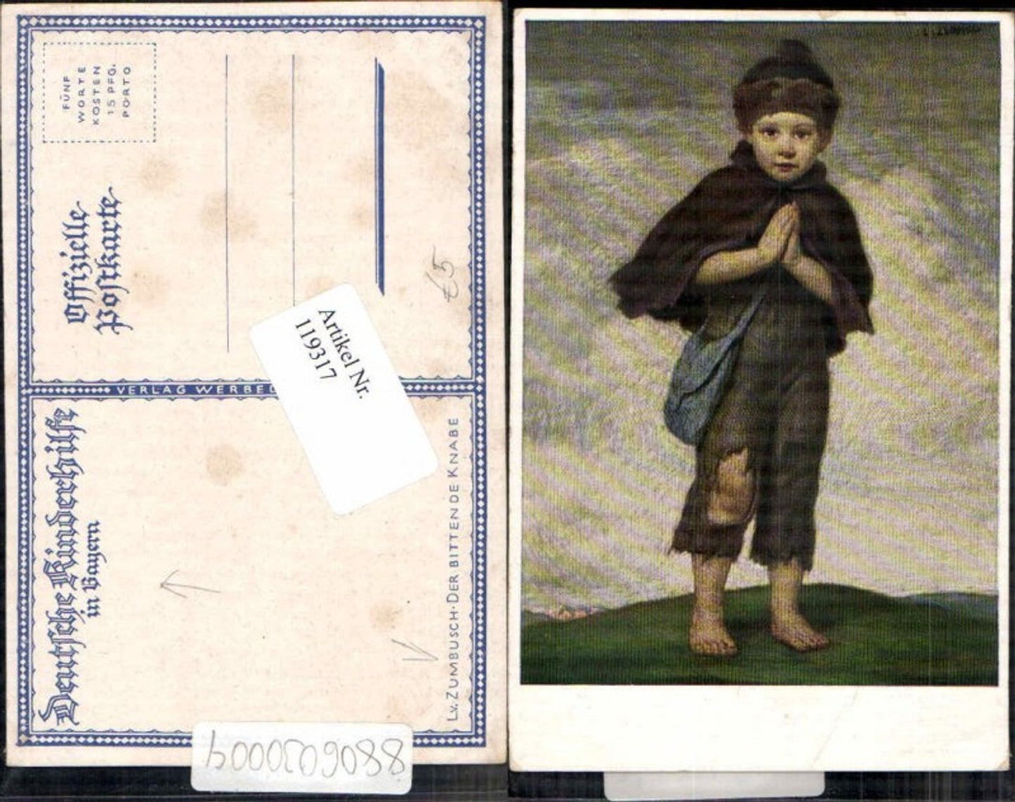 119317,L.v. Zumbusch der bittende Knabe Deutsche Kinderhilfe in Bayern
