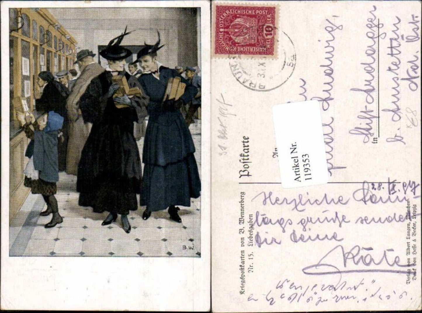 119353, B. Wennerberg Cartoon No. 15 Love Gifts Women Hat Fashion Gifts Post Office Post