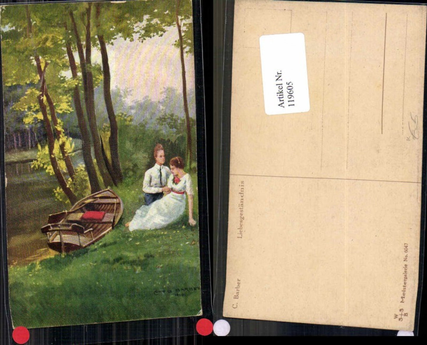 119605,C. Barber Liebesgeständnis Mann Frau Boot wald Fluss