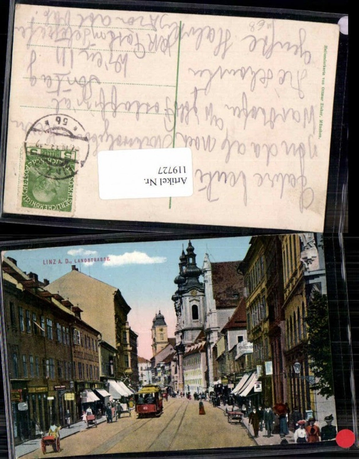 119727,Linz a.d. Donau Landstrasse m. Strassenbahn Nr 12 Leute 1910