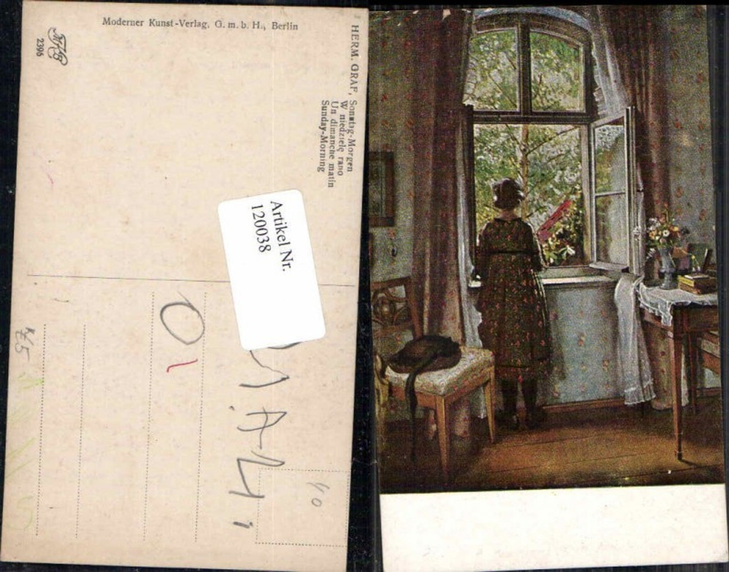 120038,Hermann Graf Sonntag Morgen MKB 2396 Frau am Fenster