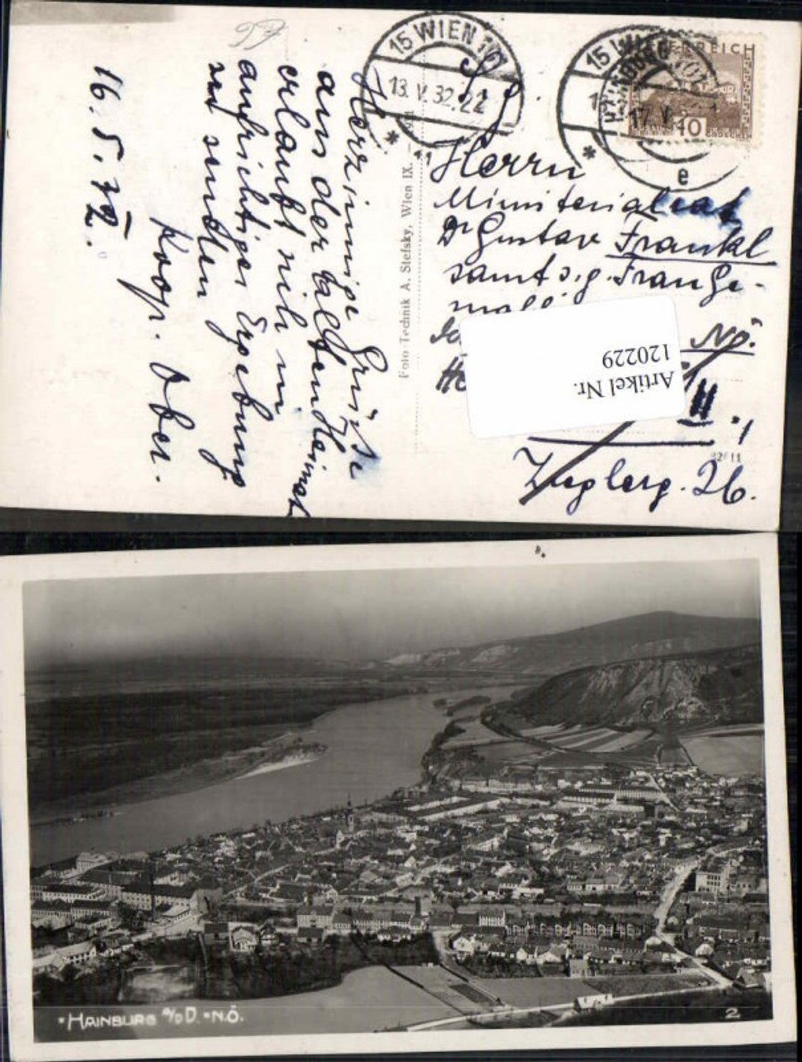 120229,Fliegeraufnahme Hainburg a.d. Donau 1932