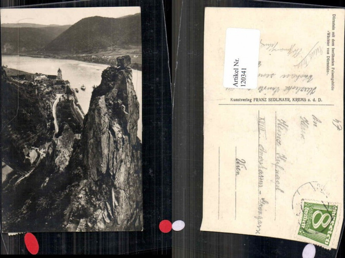 120341,Fotokarte Wachau Dürnstein m. Wächter von Dürnstein 1925