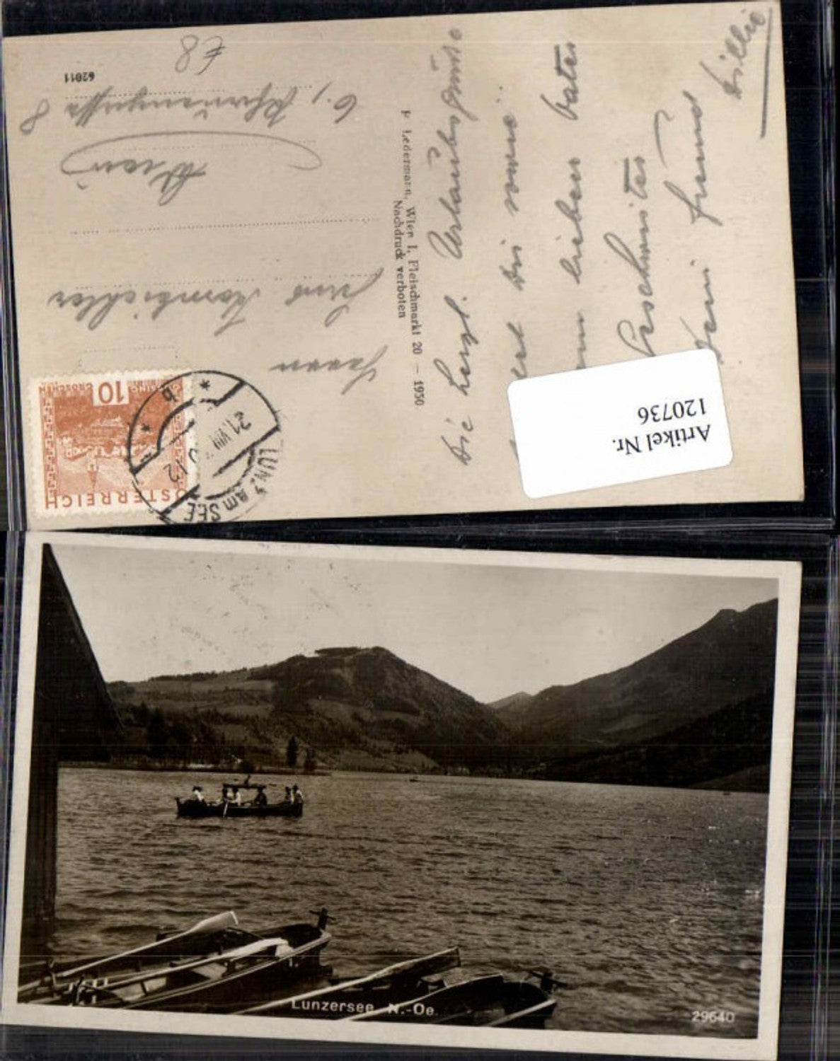 120736,Lunzersee bei Lunz am See Boot am See 1930 seltene Ansicht