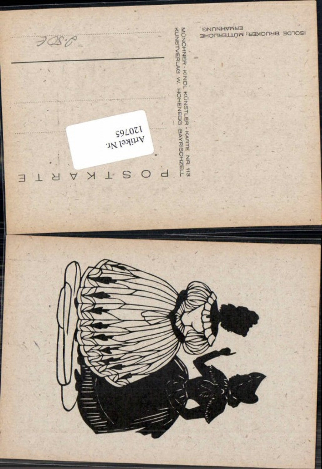 120765, Silhouette of Isolde Brucker, Maternal Admonition