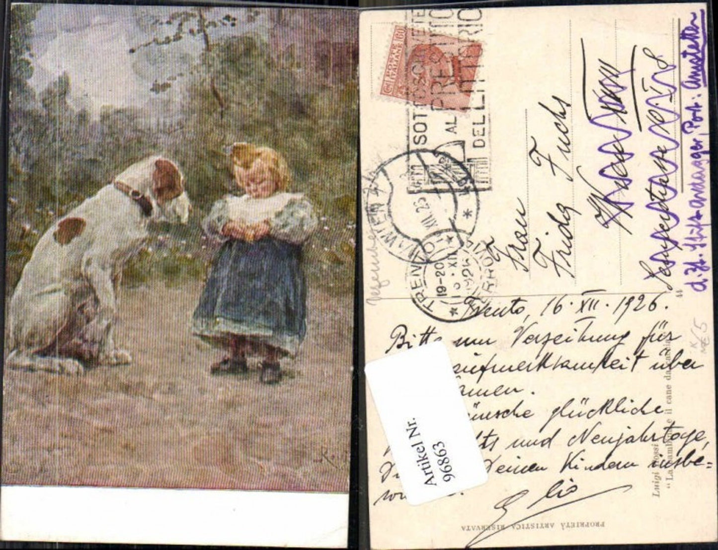 96863,Süsses Kind Hund Luigi Rossi sign.