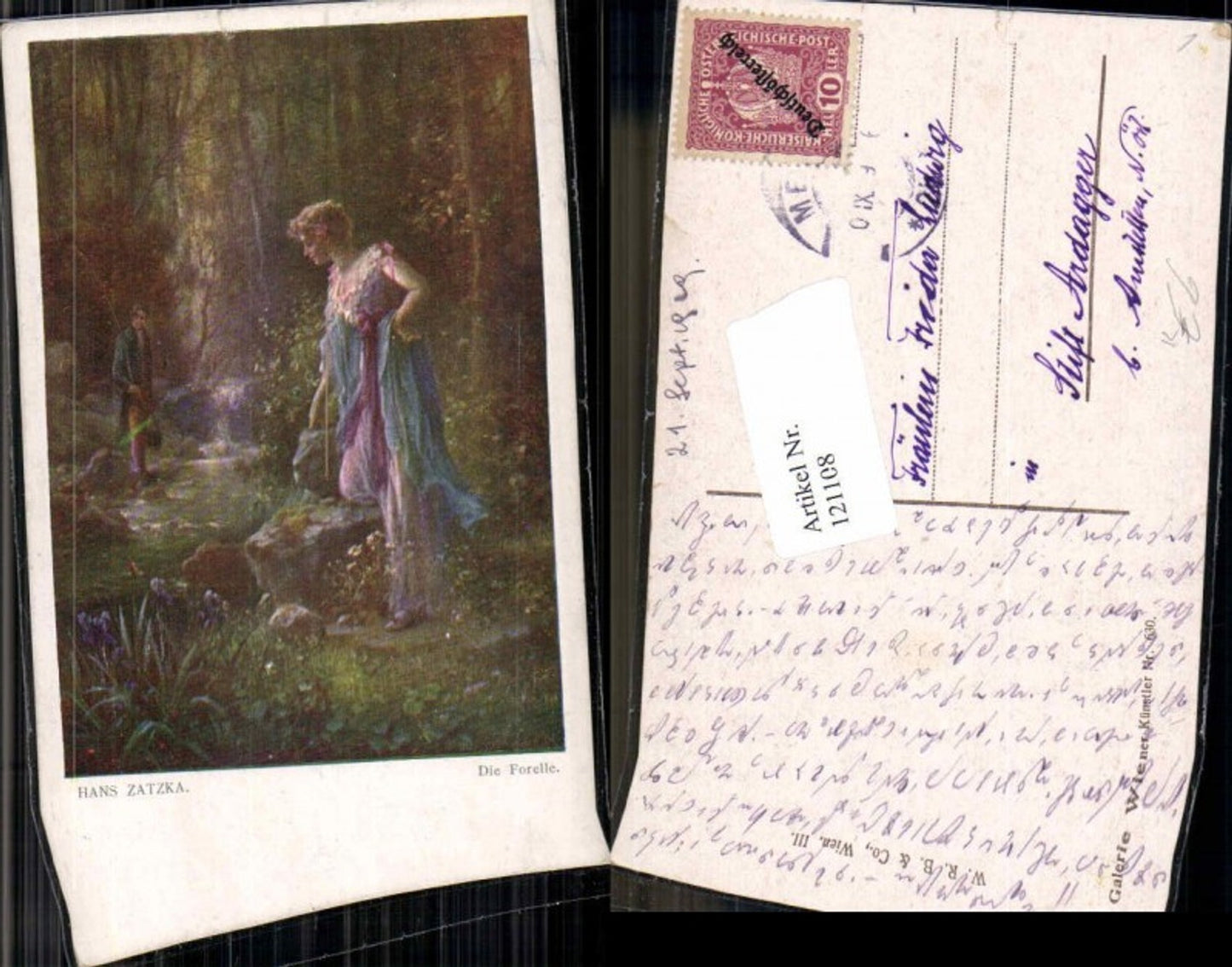 121108,Hans Zatzka Forelle Frau Kleid