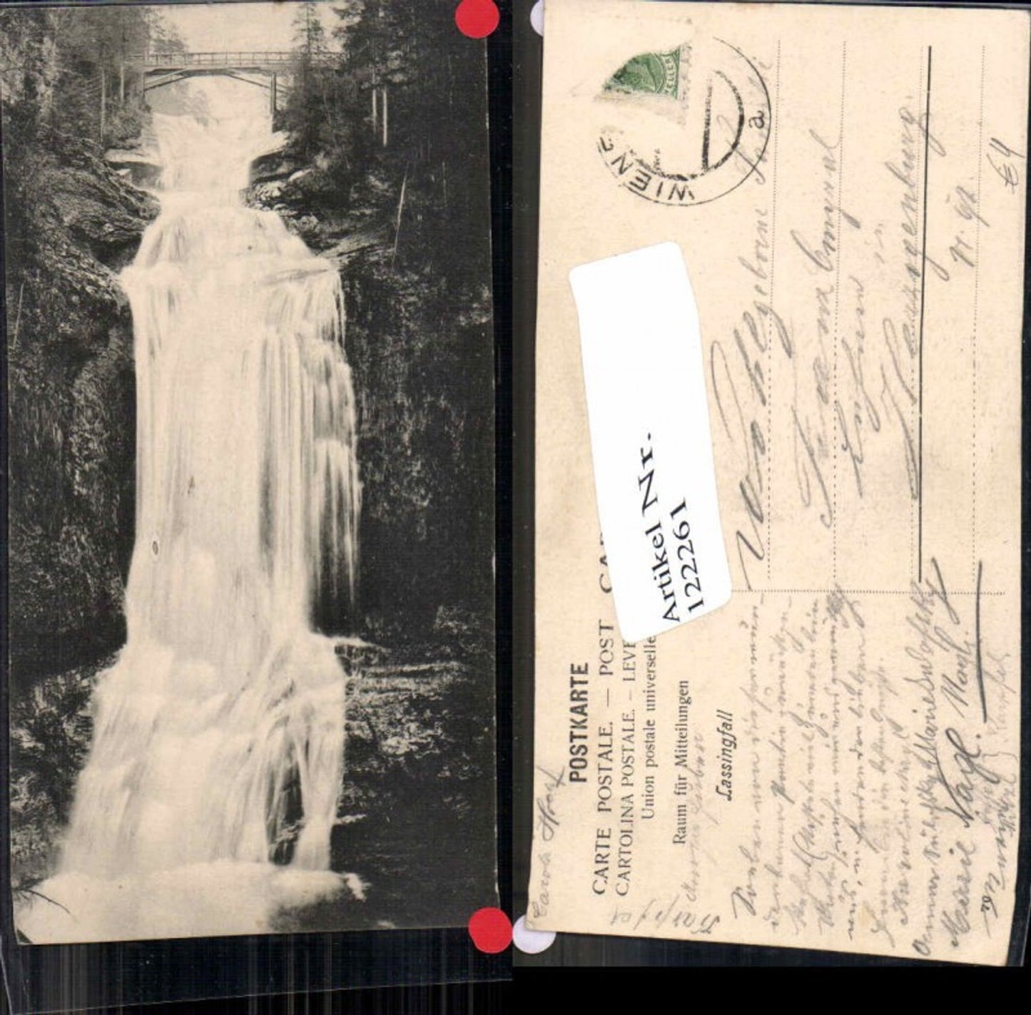 122261,Lassingfall bei Wienerbruck Mariazell Pernitz 1907 Ötschergräben Tormäuer