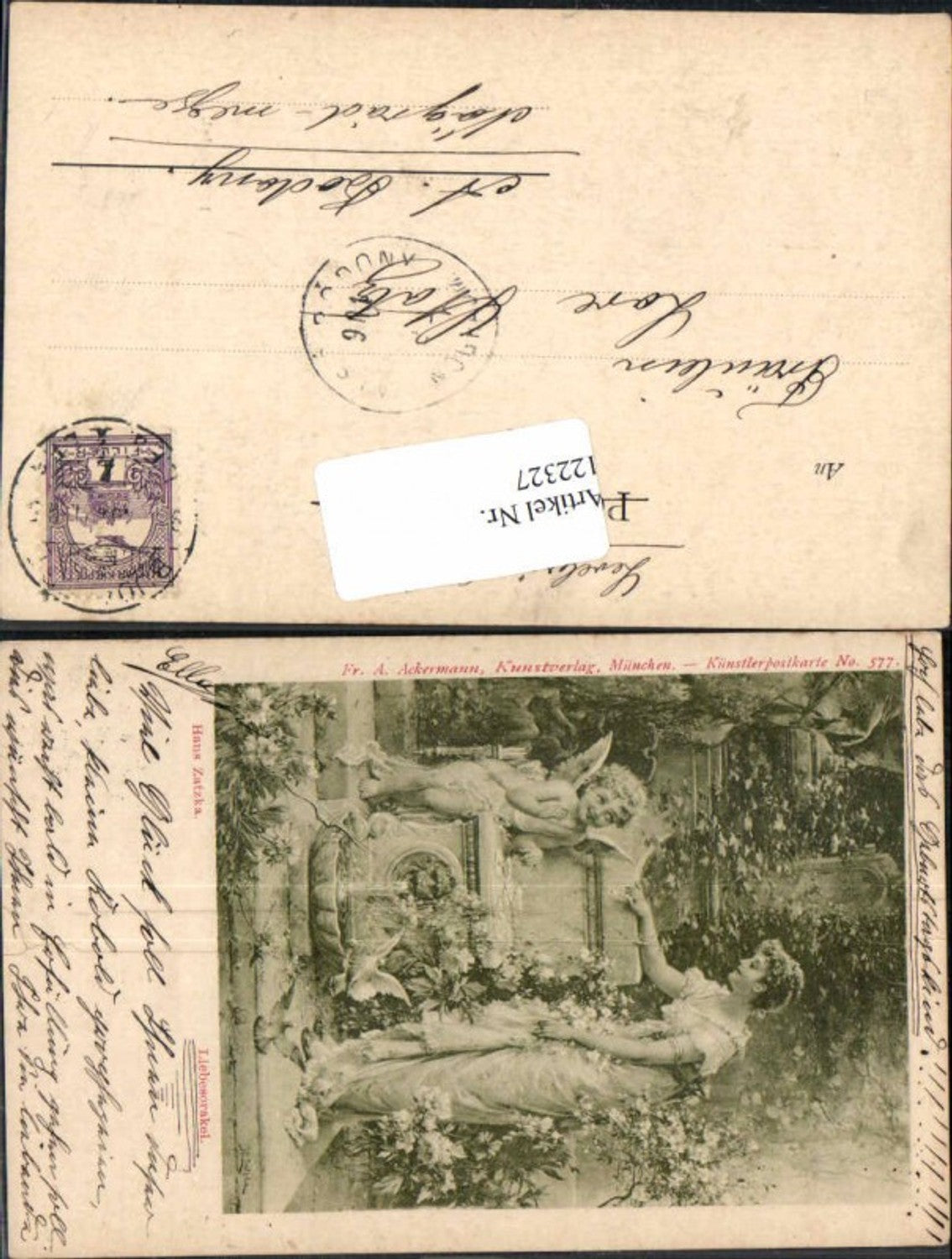 122327,Hans Zatzka Liebesorakel Engel Jugendstil Art Nouveau Ackermann 577