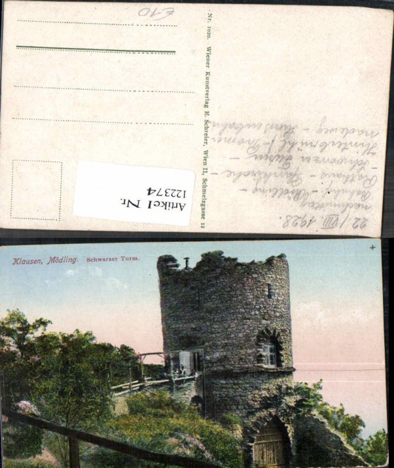 122374,Klausen bei Mödling Schwarzer Turm 1920