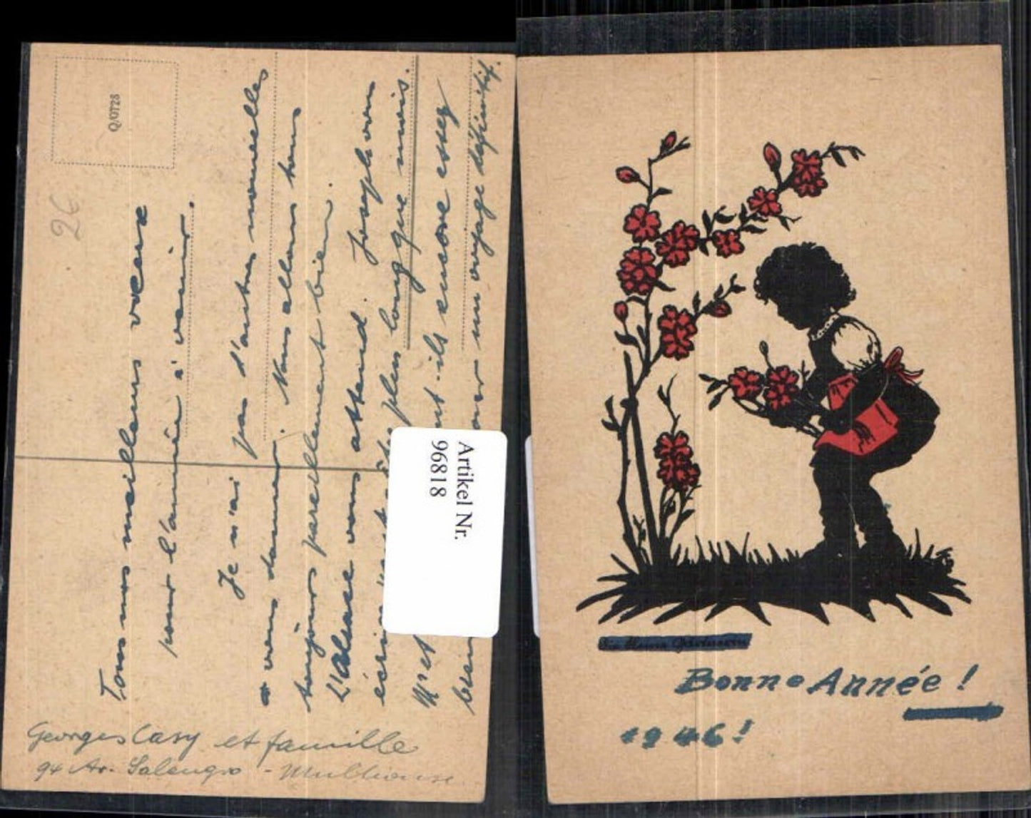 96818,Scherenschnitt Silhouette Kind Blumen
