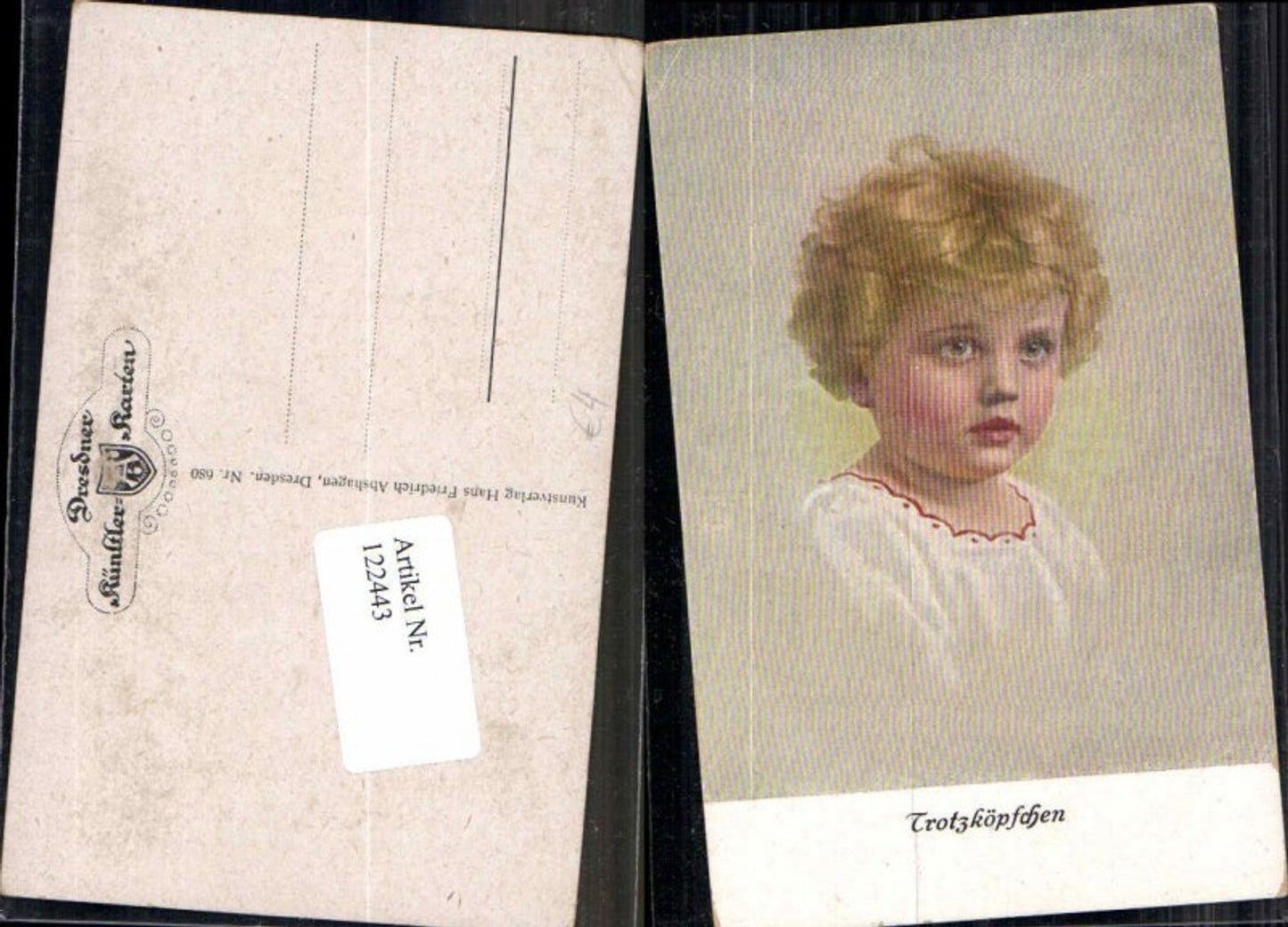 122443,Trotzköpfchen Süsses Kind Mädchen Portrait Dresdner Künstler Karten